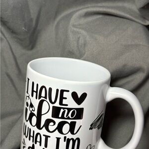 Black and White Ceramic Coffee Mug with Bold Text